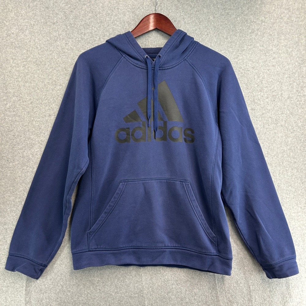 Adidas Hoodie Navy Blue Black Logo Graphic Pullover Sweater Mens Size‎ M Medium